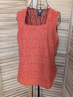 Studio 1940 Brand Orange Embroidered Tank Top Women's Plus Size 14/16w